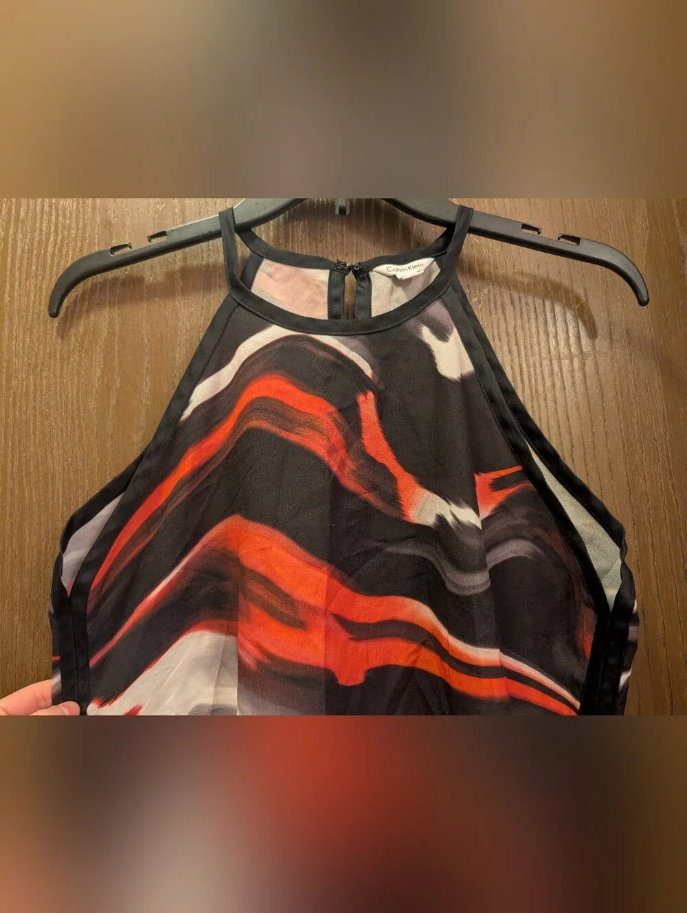 Calvin Klein Women's XS Red White Black Sleeveless Blouse
